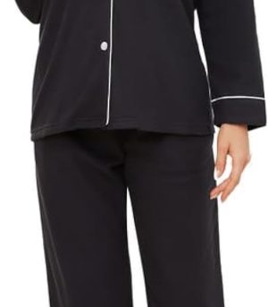 Womens Button Up Pajama Sets Soft Long Sleeve Pajamas for Women Warm Flannel Knit Lounge Sets