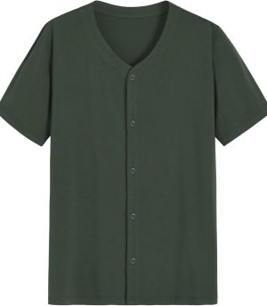 Men's Viscose Pajama Top Button Up Sleep Shirt