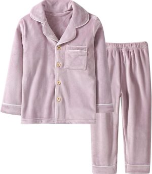 Kids' Clothing Set, Coral Fleece Clothing, Button Down Winter Warm Long Sleeve Clothing, Boys Girls 3-12 Years