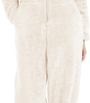 Women's Onesies Pajamas Sherpa Fleece One Piece Romper Zipper Cute Hooded Jumpsuit Pajama Loungewear
