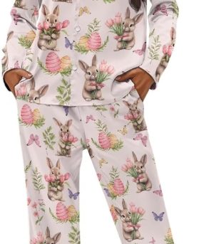 Pajamas for Women Set Long Sleeve Button Down Pajama Set Womens Button Up Top Pants