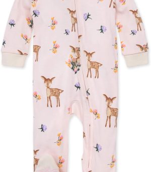Girls' Organic Cotton Sleep and Play Footed Pajamas