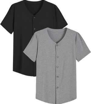 Men's Bamboo Viscose Button Down Pajama Shirt 2 Pack