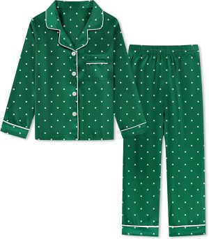 Girls & Womens Satin Pajamas Set, Silk Long Sleeve Nightwear Button-Down Sleepwear