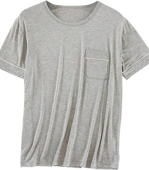 Mens  Sleep T-Shirt V-Neck Pajamas Casual Loose Fit Undershirts Base Layer Tops Short Sleeve Loungewear