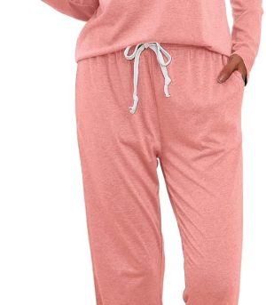Women's Pajama Sets Long Sleeve Lounge Sets Pjs Sleepwear with Pockets