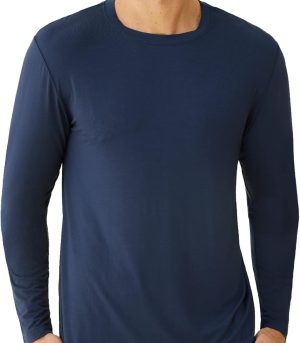 Men's Viscose Pajama Top Long Sleeves Sleep T-Shirt