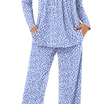 Women's Pajama Set, 2 Piece Lounge Outfits Sleepwear Fall Long Sleeve Long Pant With Pockets Ladies Pjs