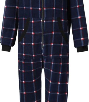Adult Check Onesie Pajamas Comfy Christmas Jumpsuit Zipper Sleepwear Family Matching loungewear for Women Men
