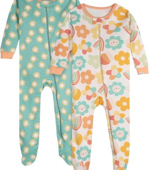 , Baby Girls, 2-Pack Footed Pajamas