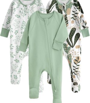 Baby Pajamas 100% Organic Cotton Baby Sleepers for Newborn 0-3 3-6 6-9 Months Boys Girl Clothes 3pcs Footed PJs