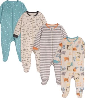 Unisex Baby 4-pack Sleep 'N Play Footies Multi Pack