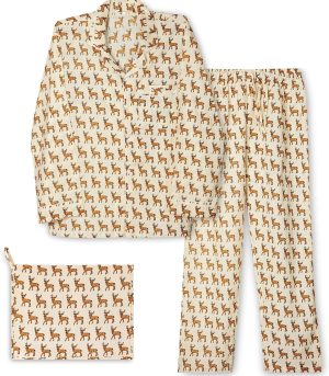 Boys Pajama Pants and Shirt Set - Animal Print Soft Cotton Mens Pajamas Set  Sleepwear Set